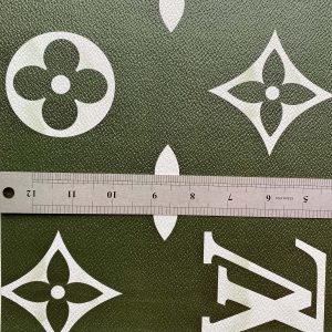 Green Louis Vuitton Leather Fabric with Big Pattern