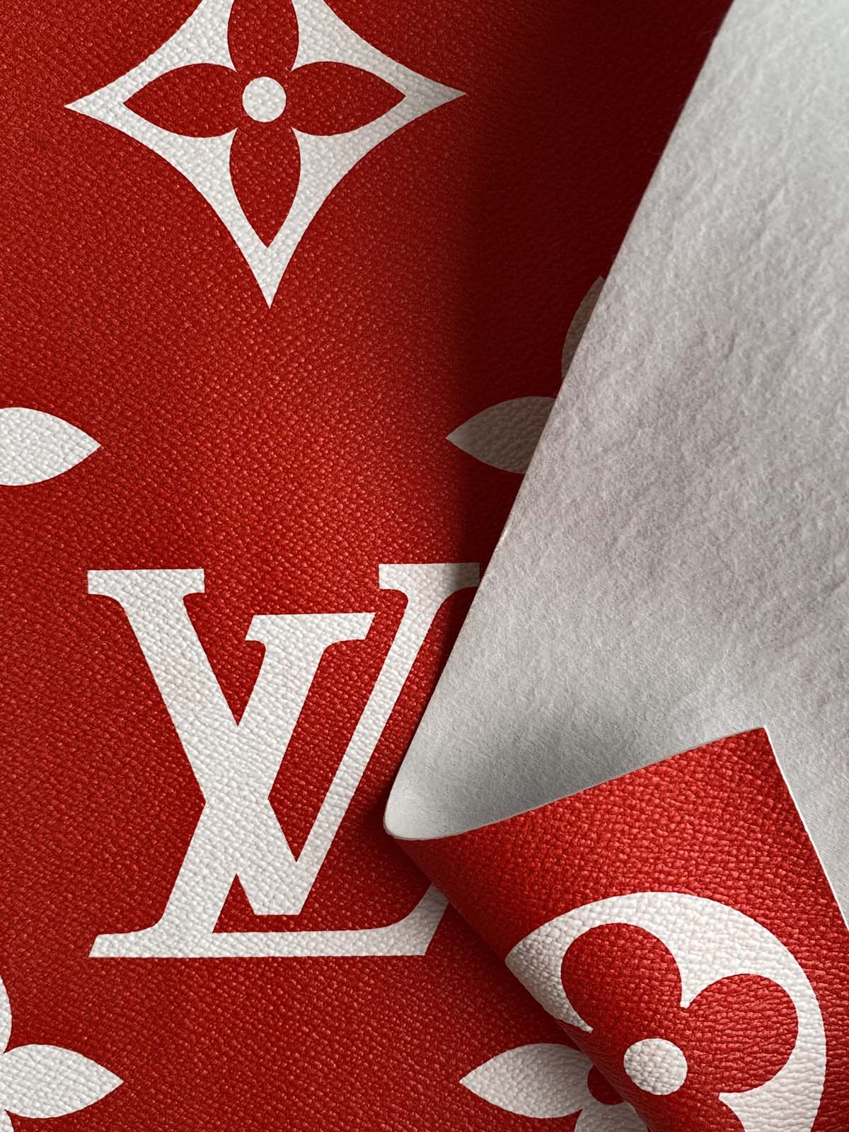 Louis Vuitton Red Leather Fabric, Lv Material leather Red