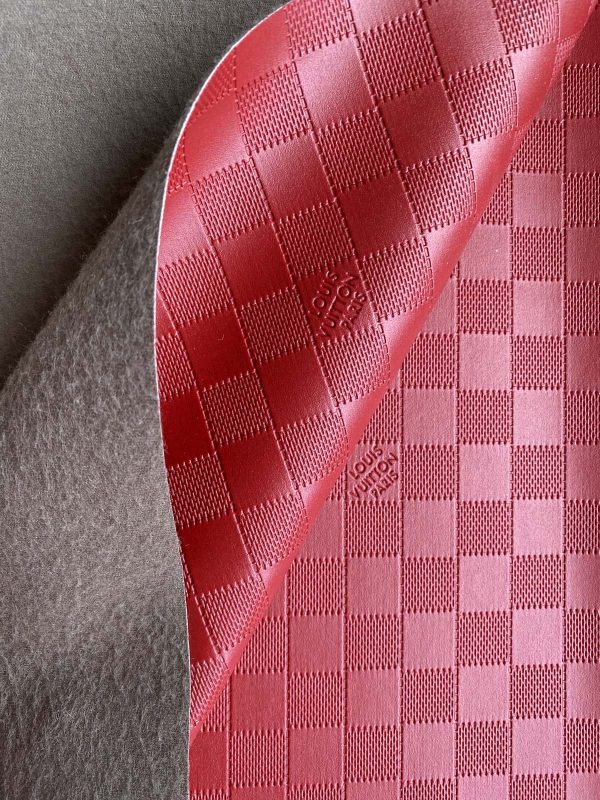 Louis Vuitton Checkered Leather Fabric Red