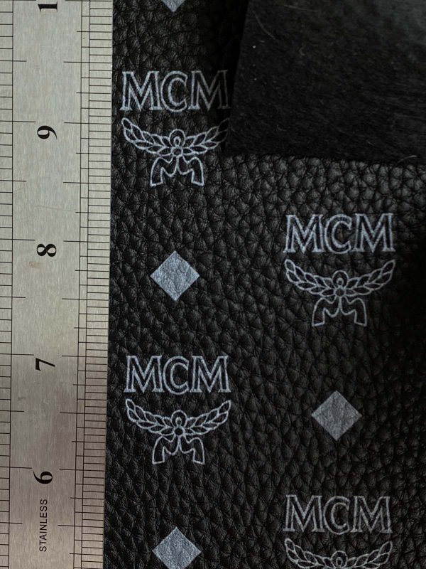MCM black leather fabric
