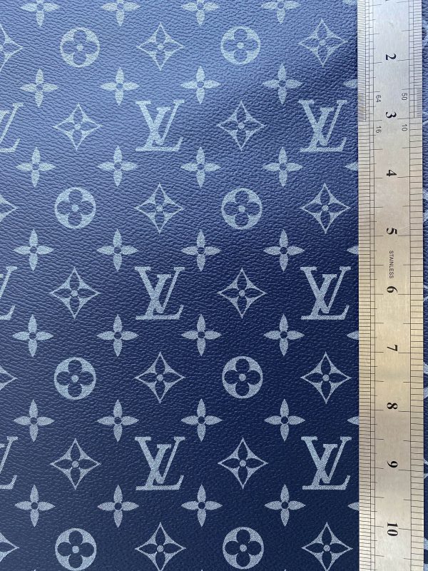 LV Leather Fabric Navy | Louis Vuitton Navy Leather Material by the yard