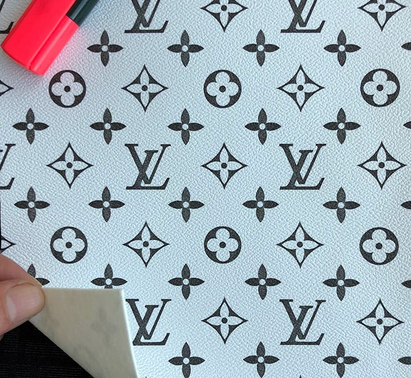 LV Leather Fabric White  White Louis Vuitton Leather Fabric