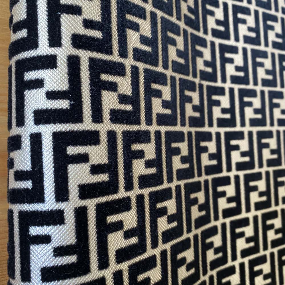 Silver Fendi Vinyl Fabric With Velvet Pattern