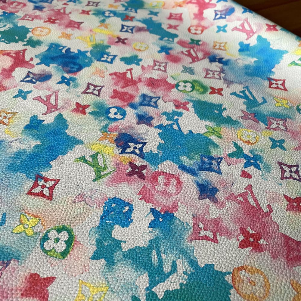LV White Watercolor Fabric by the yard