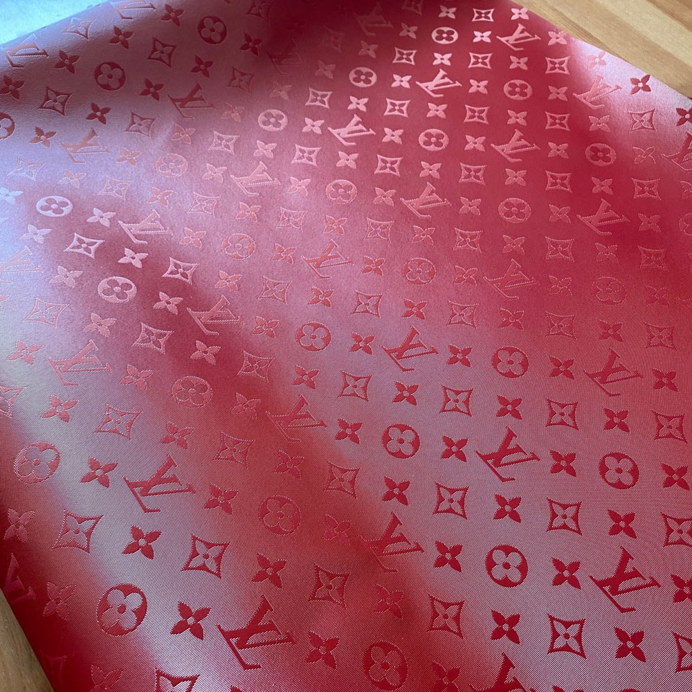 LV Reflective Red Vinyl fabric for crafting | Red LV for bags, shoes