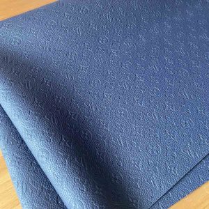 lv embossed navy leather fabric