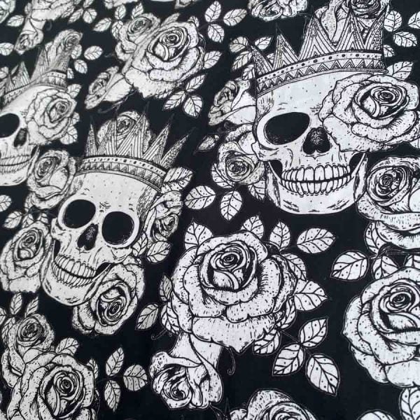 Cotton fabric with skull pattern