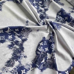 LV blue and white cotton fabric