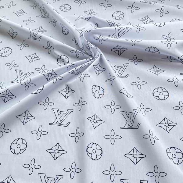 lv white fabric with black pattern