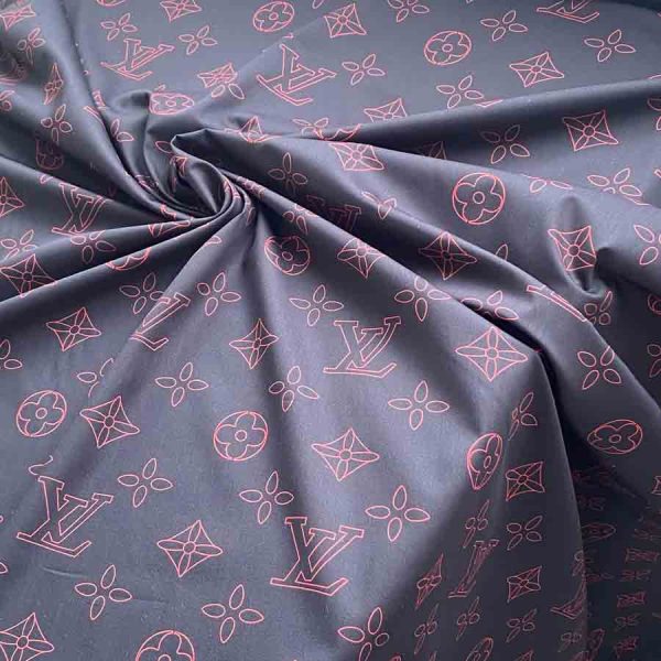 Black Louis vuitton cotton fabric with red patterns