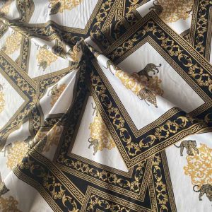 versace style baroque patterned fabric with tigers | 100% cotton fabric