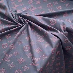 black louis vuitton poplin cotton fabric with red patterns for clothes especially shirts