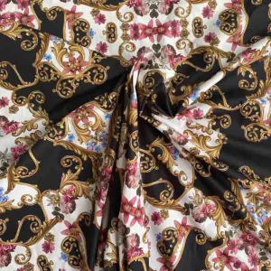 versace inspired cotton poplin fabric with baroque patterns for clothing