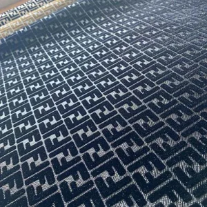 Black Fendi Vinyl Fabric With Velvet Pattern