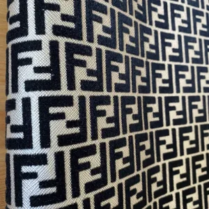 silver fendi vinyl material with black velvet ff patterns