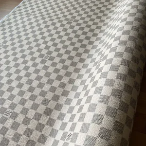 louis vuitton cream white checkered leather material by the yard