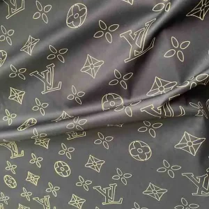 black and thin louis vuitton poplin cotton fabric with mint green patterns