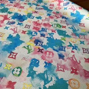 louis vuitton leather fabric with multicolored watercolor printed pattern