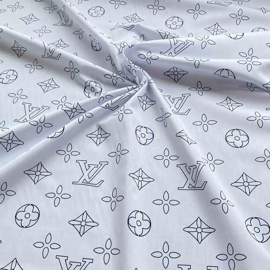 LV White Cotton Fabric | WOUWWW FABRICS