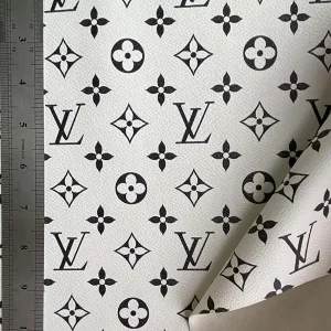 white louis vuitton leather fabric with black monogram print