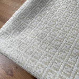 fendi fabric with champagne FF pattern on white fabric