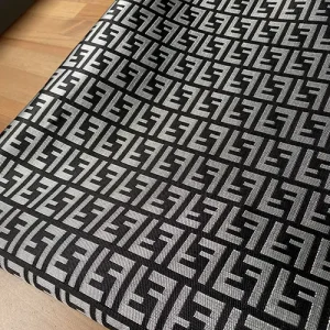 fendi composite fabric with black background and gray FF patten