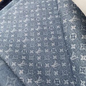 Louis Vuitton Denim Fabric blue by the yard with white LV print pattern