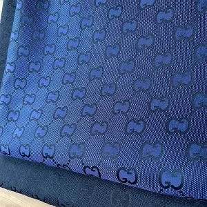 gucci jacquard wowen fabric blue with big patterns