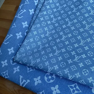 lv denim blue fabric with standart white patterns